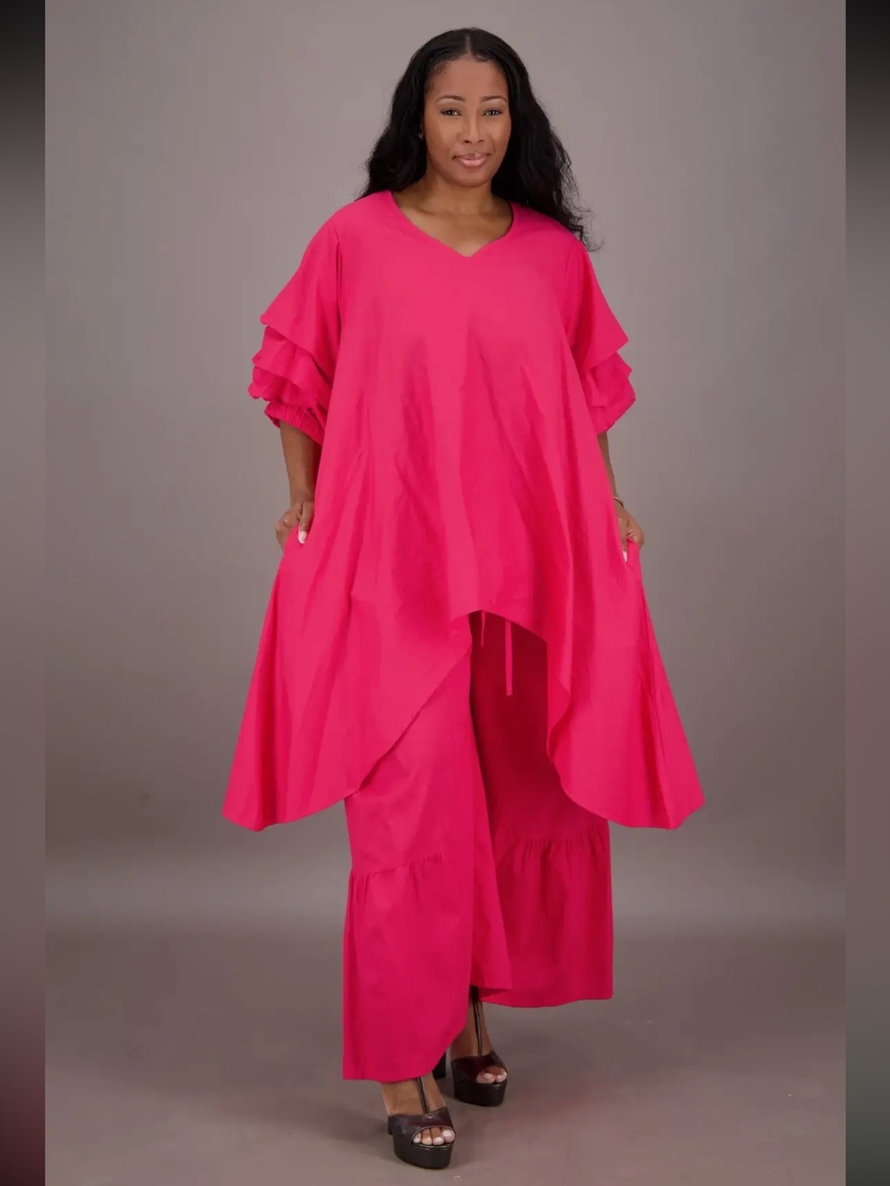 Advance Apparels Hot Pink Flowing Tunic and Pants Set